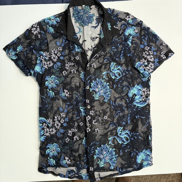 Other - Floral Black and Blue Shirt